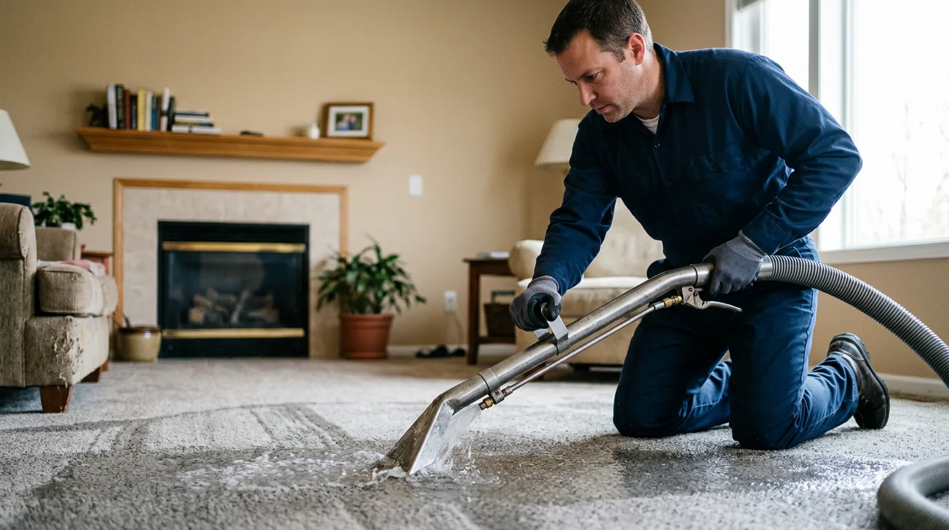 Water damage restoration technician working near Eunice, LA